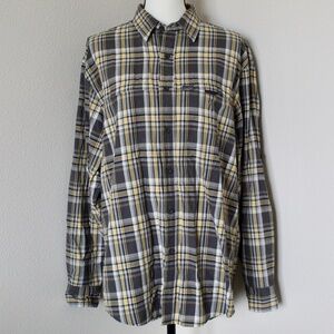 Gray & yellow Plaid Button Down Shirt